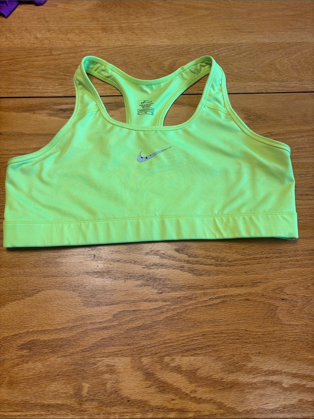 Nike Neon Yellow Sports Bra with Black Shorts & Purple Tee . Please note sizes - Picture 8 of 12